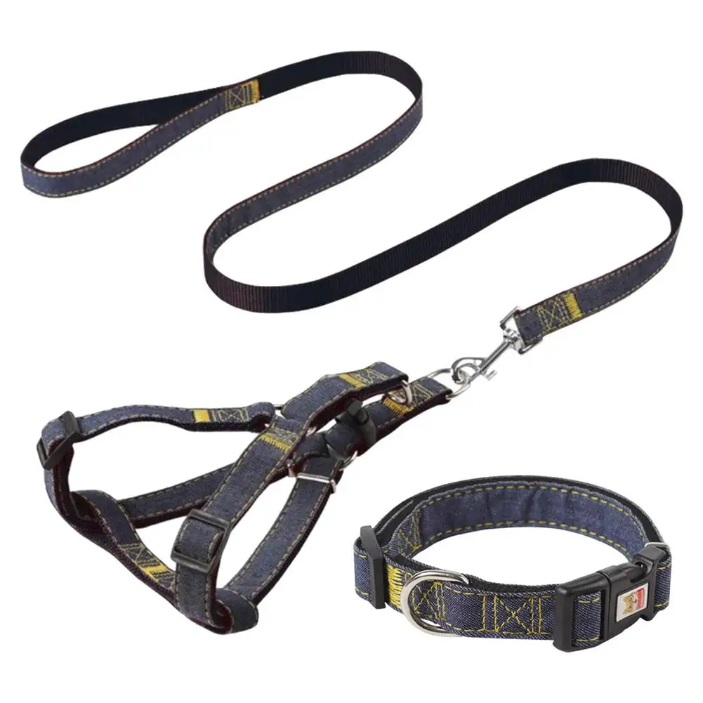 

2.5cm Dog Walking Leash Denim Stitched Pet Leash Pet Supplies Dog Leash Suitable For 40~55 Kg Pet