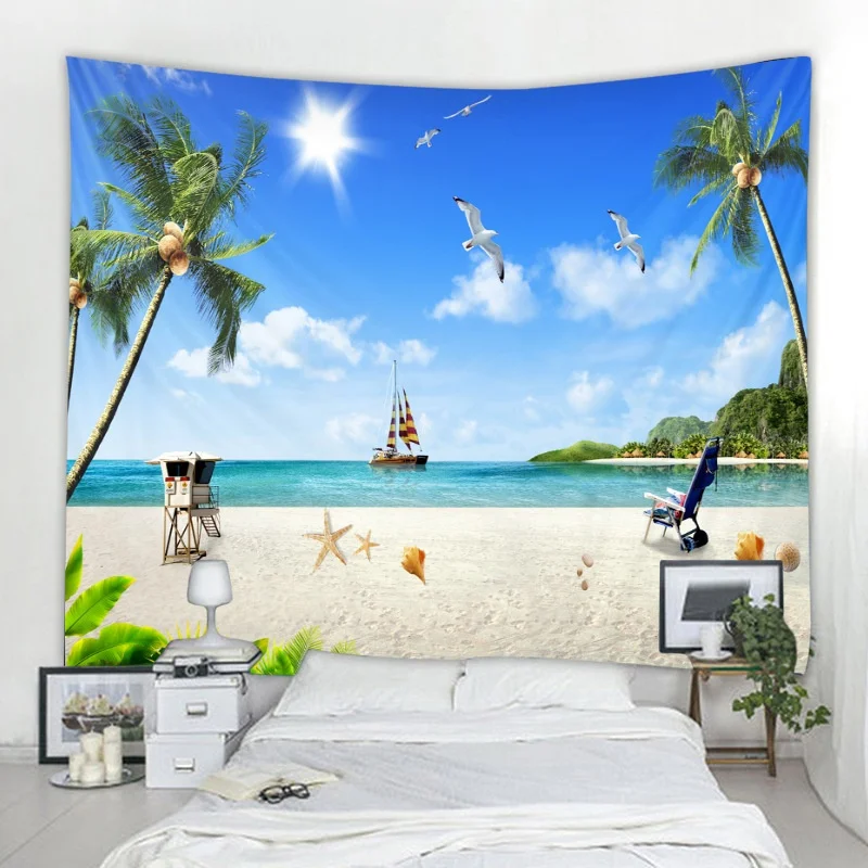 Размера плюс настенный гобелен красивый лес подвесной водопад Hd декорации