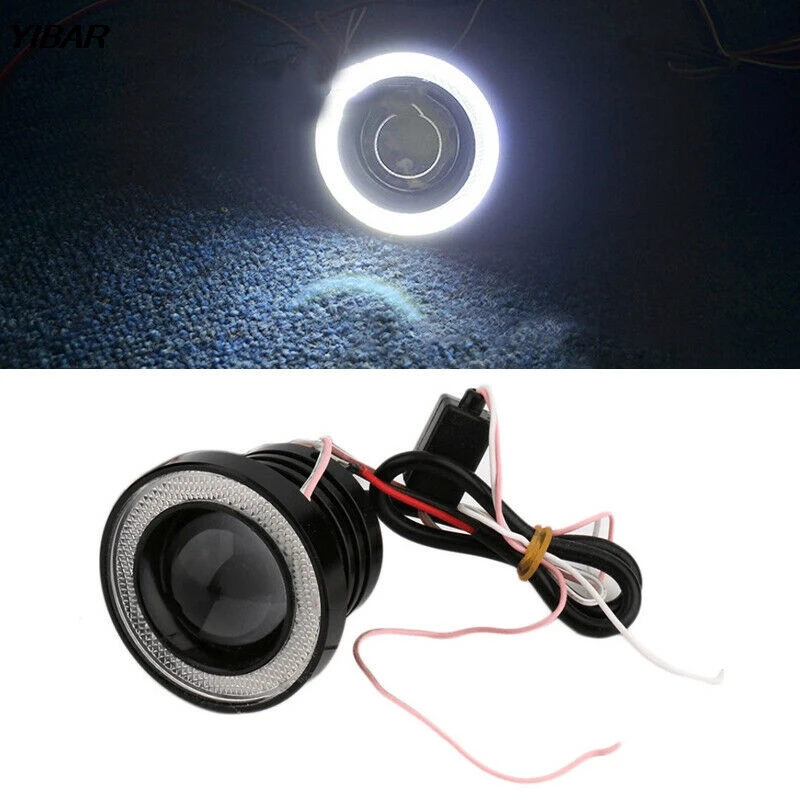 1* 3.5&quot Angel Eyes LED Fog Light Car SUV Universal White Driving Head Lamp 12V | Headlight Bulbs(LED)