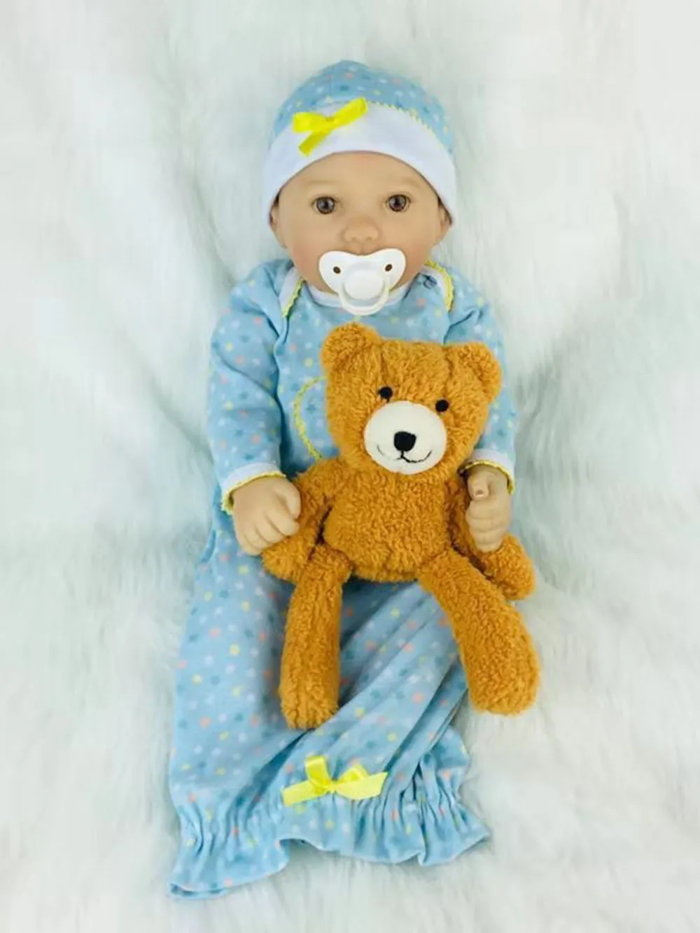 bear(yellow brown) Кукла Avani 'Diana' 45 см, силиконовая виниловая кукла для новорожденных, куклы ручной работы, реалистичные куклы для новорожденных, реалистичные куклы для новорожденных - Цвет: bear(yellow brown)