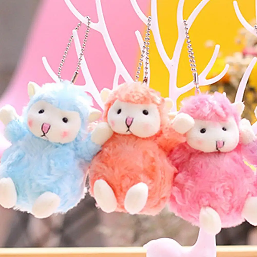 

Solid Color Cartoon Sheep Doll Kids Gift Toy Key Chain Clothes Bag Decor Pendant
