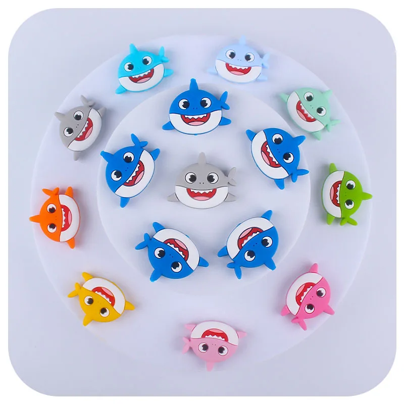 

10 шт., силиконовые бусины в виде акулы