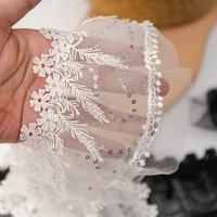 tulle lace fabric sequins 12cm wide for garments dress applique diy crafts white black wedding accessories sewing supplies 1yard