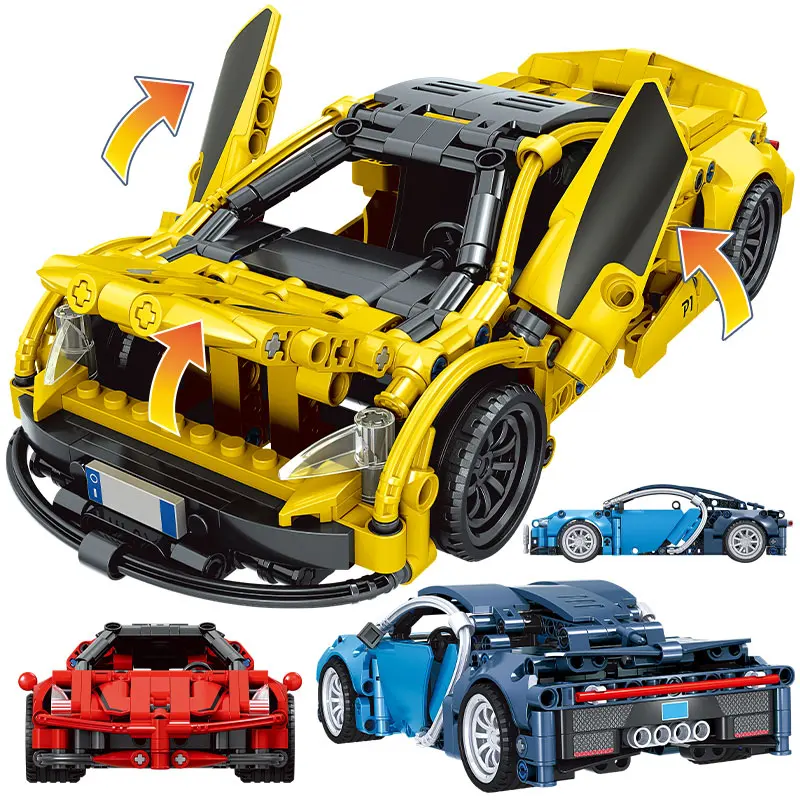 

City High-Tech Pull Back Racewagen Bouwstenen Schepper Functie Supercar Voertuig Model Bricks Educatief Speelgoed Voor jongens