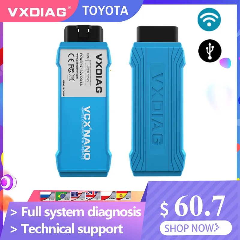 VXDIAG VCX NANO для Toyota Lexus Thain OBD2 диагностический инструмент автоматический ключ