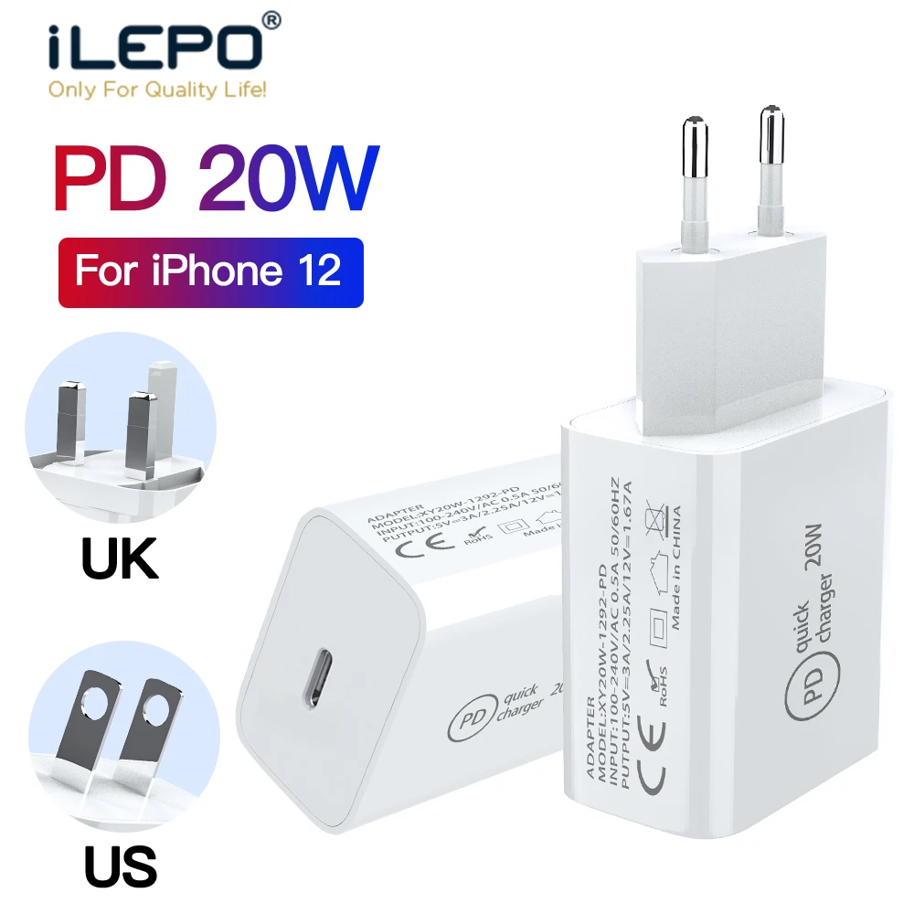 PD Зарядное устройство Тип USB C 20 Вт быстрой зарядки совместим для iPhone12 11 мини iPad Pro