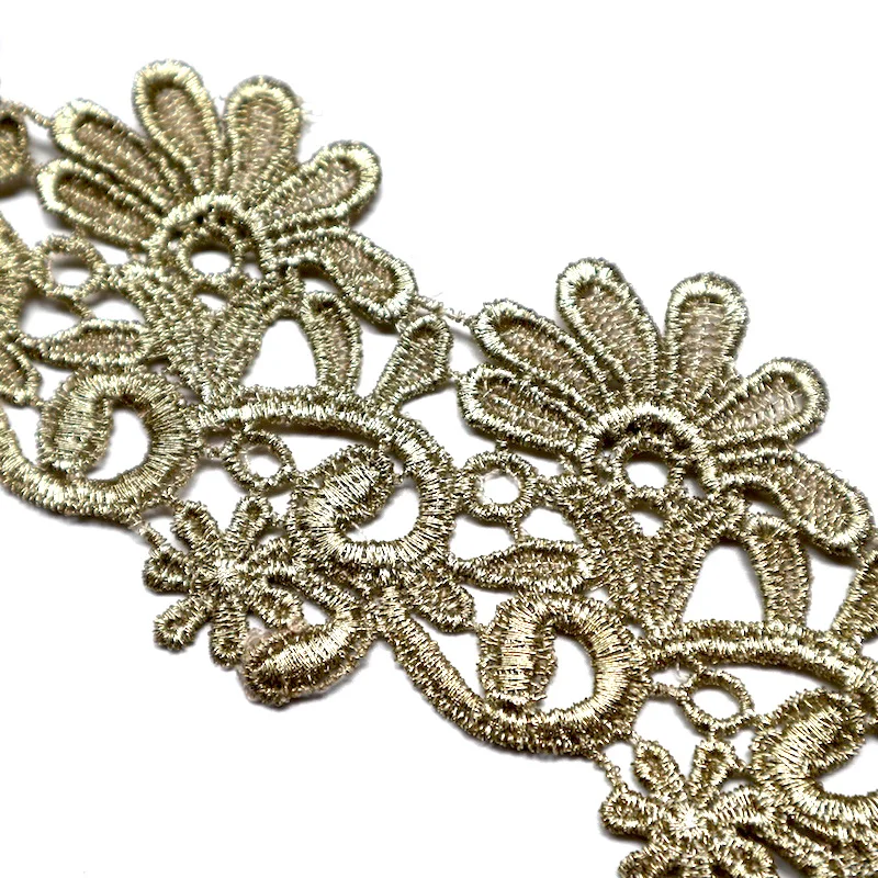 3 ярдов/партия 7 см Ширина Декор в виде золотистых металлических кружевной
