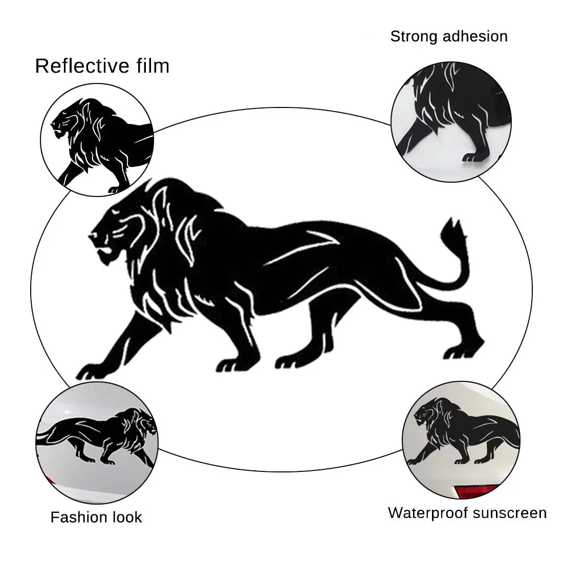 

Dewtreetali 20CM*10CM The Lion Car Stickers SUPER LARGE Black White Reflective Car Styling Covers Accessories