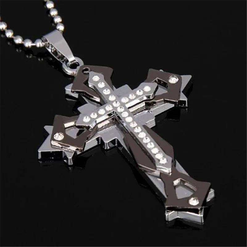 

Religious Cross Pendant Necklace Chain Around The Neck Classic Goth Vintage Stainless Steel Necklaces For Women Men Gift Jewelry