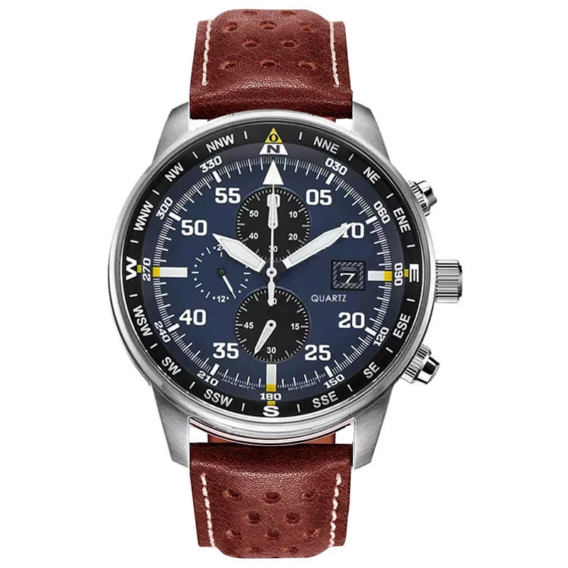 Диаметр 44 мм для мужчин кварцевые наручные часы хронограф с шестью стрелками из