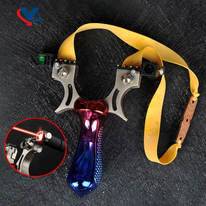 

Hunting Slingshot Alloy Press Laser Horizontal Aiming Fast Press Catapult with Rubber Band Outdoor Shooting Sports Equipment