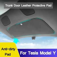 for tesla model y 2021 car rear trunk leather protective anti dirty pad hidden shock scratch mat cover sticker accessories