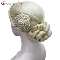 strong beauty braid updo bun wig blonde and black wigs synthetic cosplay hair women wig