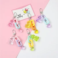 trendy sweet crystal bear girl heart keychains cute pendant for bag backpack car keys keyring for women key chains charms gifts