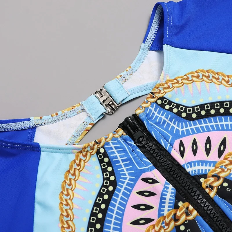 

New Sexy Long Sleeve Bikini Women Zipper Swimwear Two Pieces Swimsuit Female Bathing Suit 2020 Print Beachwear Swimming Suit XXL