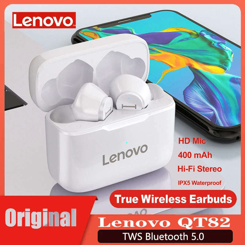 Оригинальный телефон Lenovo QT82 наушники вкладыши TWS Беспроводные с Bluetooth гарнитурой
