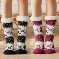 new female christmas socks cartoon elk floor socks velvet socks sleep plus non slip fluffy carpet velvet warm adult plush s a2e6
