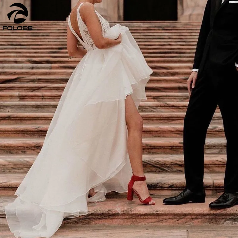 

Женское свадебное платье со шлейфом It's yiiya, белое ТРАПЕЦИЕВИДНОЕ платье из органзы с открытой спиной и V-образным вырезом на лето 2021