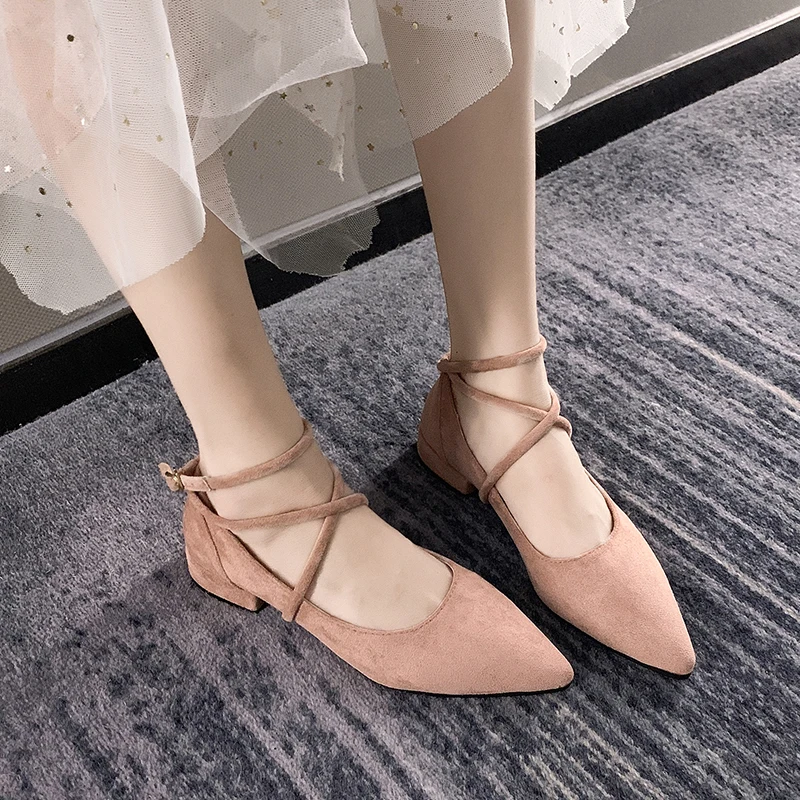 

Plus Size 35-51 Nice Pop Women Buckle Pumps Spring Autumn Ankle Strap Casual Shoes Woman 2.5cm Low Heels College Girls Footwear