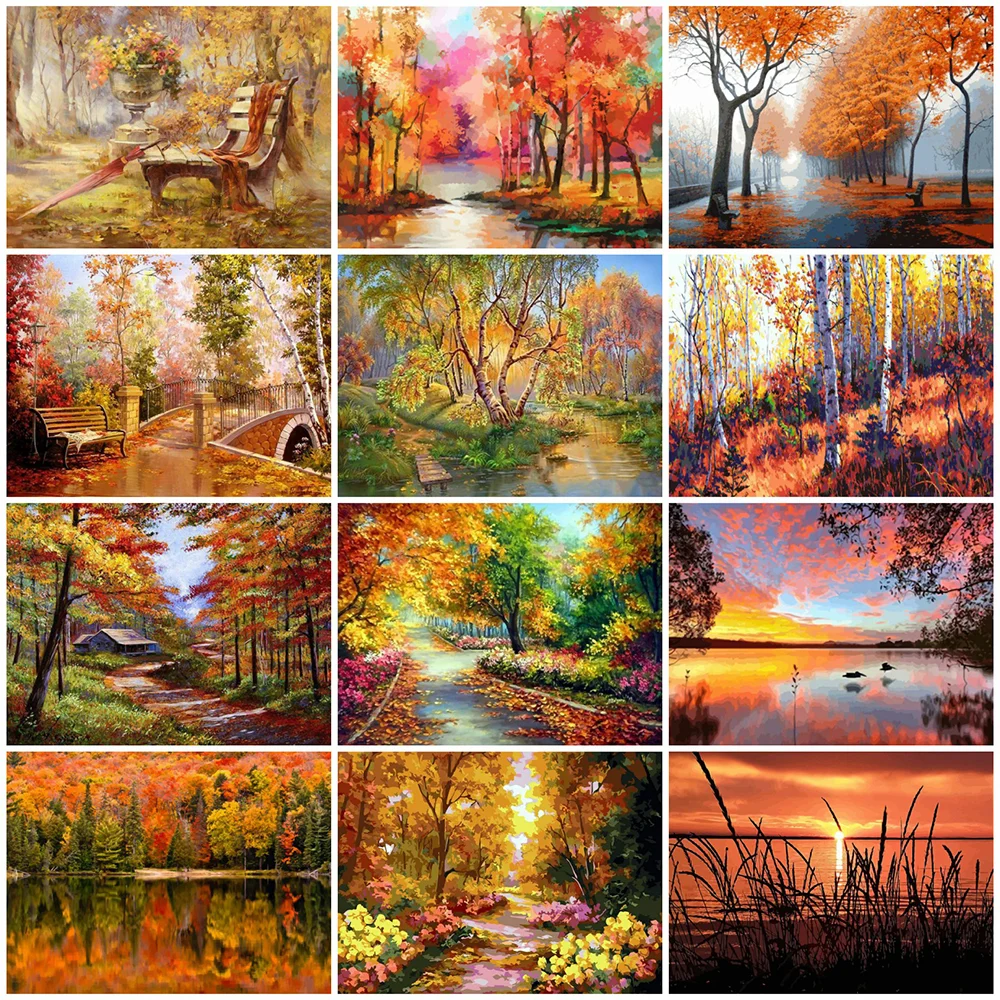 

CraftArtGo 5D DIY Diamond Embroidery autumn Full Square Round Rhinestone Mosaic Painting Cross Stitch Flowers Diamond Kit