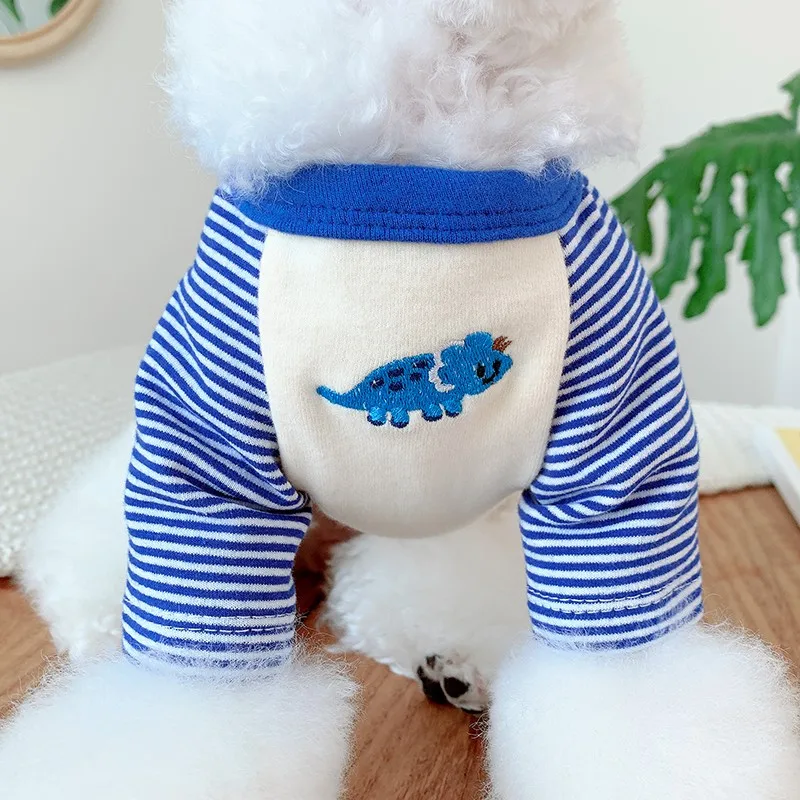 Winter Pet Dog Clothes Cartoons Dinosaur Embroidery Cute Shirt Chothes For Puppy Basis Knitted Yorkshire Outdoor | Дом и сад