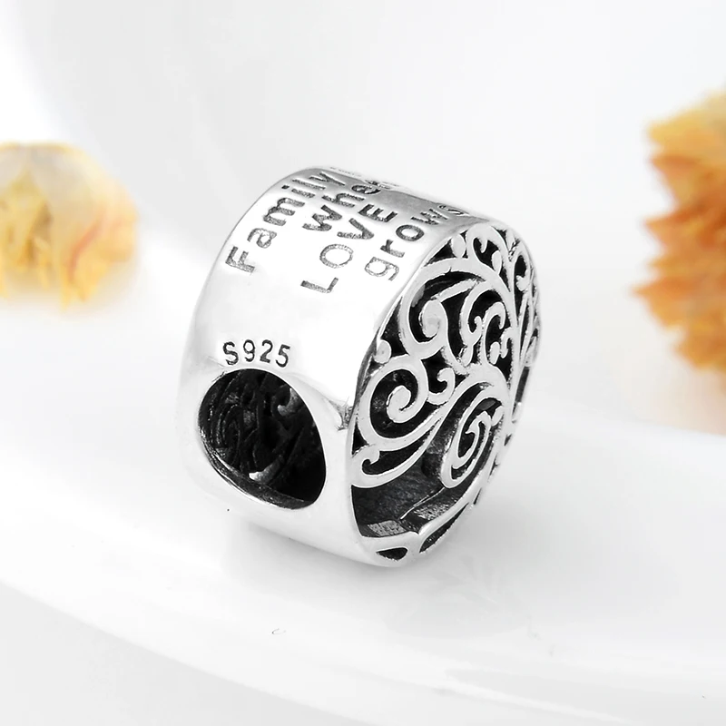 Новые модные бусы из стерлингового серебра 925 пробы в стиле family is where love Grow