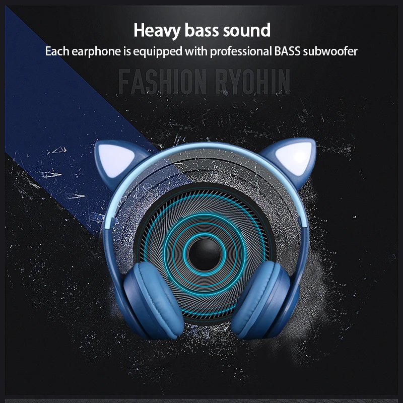 Flashing LED Cute Cat Ears Headphones Bluetooth-compatible Wireless Headset With Mic Kid Girl Stereo Music Earbud Phone Earphone |