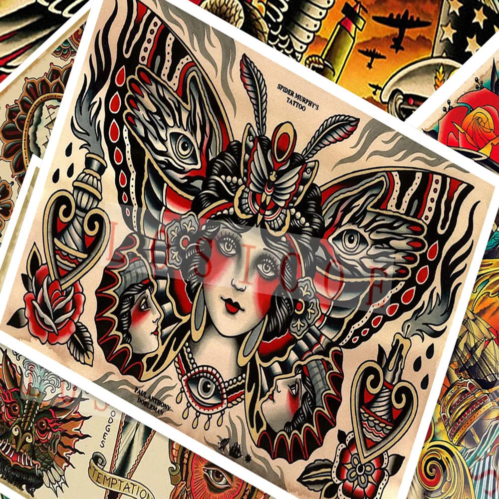 Креативный рисунок татуировки Плакаты стикер на стену 30X42 см Ностальгия Ретро