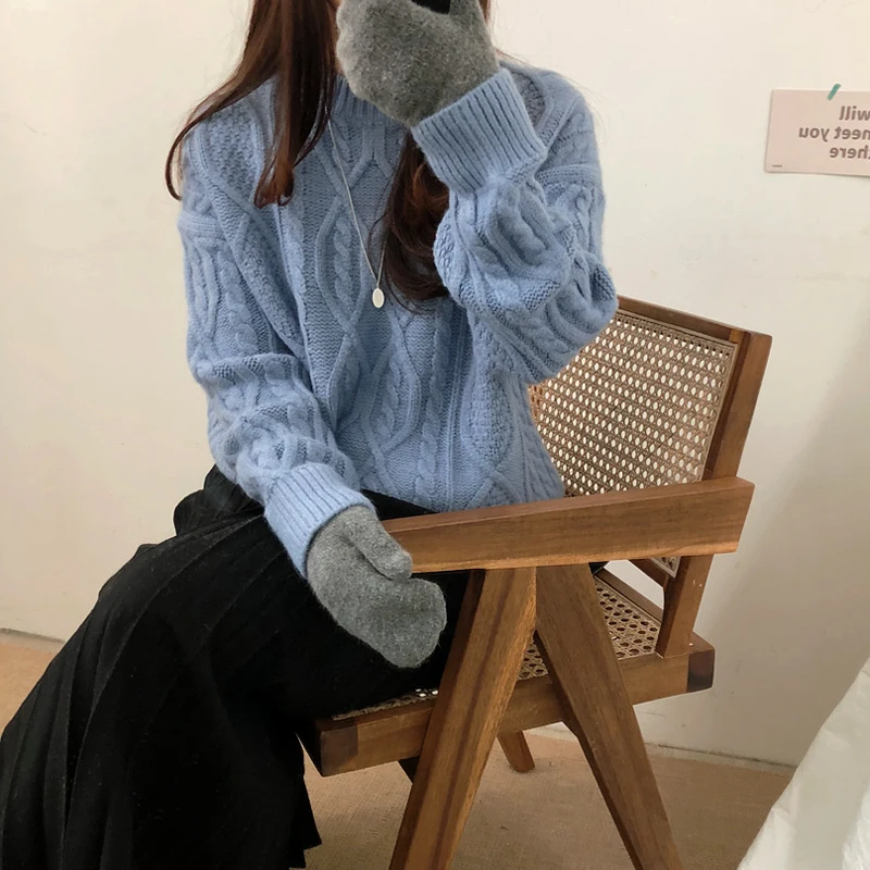 

Quality new winter the ancient vintage retro twist thick hedge long-sleeved sweater female