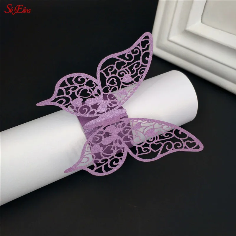 100 шт Бумага Бабочки рождественские кольца для салфеток украшение стола