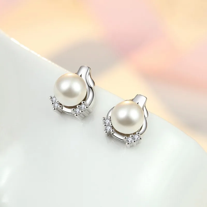 Модные серьги гвоздики с жемчугом и цирконием для женщин винтажные серебряные из