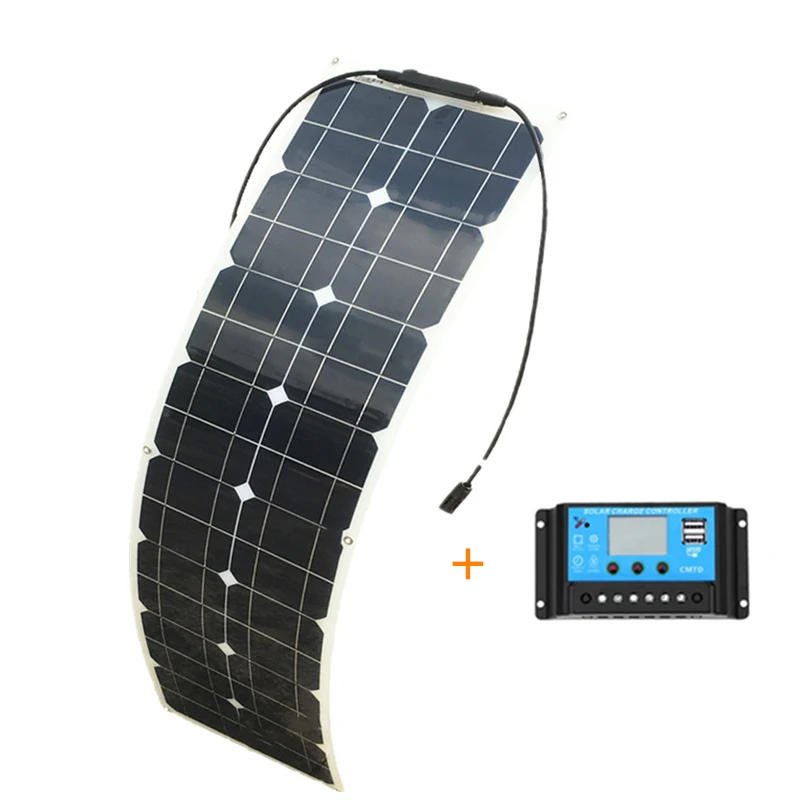 50W with controller 50w 16V 1060*277 мм гибкий Панели солнечные украшенное мозаикой из драгоценных камней, 12v 10A контроллер Солнечный модуль солнечных батарей клетки Панели солнечные батарея DIY kit - Цвет: 50W with controller
