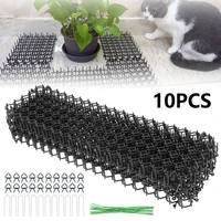10pcs 13x49cm cat deterrent mat cat scat spike mat anti cat dog network digging stopper flat prickle strip garden pest repellent