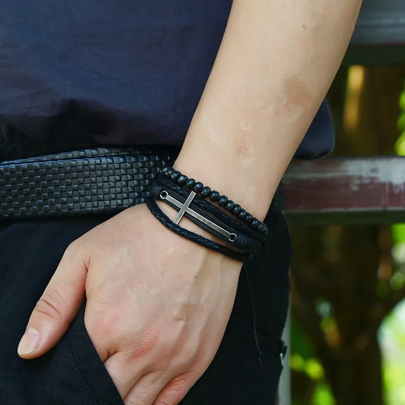 Женский/Мужской винтажный плетеный браслет SIZZZ многослойный Плетеный из сплава с