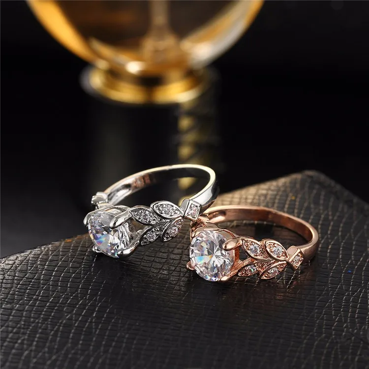 

fashion Wedding Crystal Ring Engagement Single Gold Cubic Zircon Ring Fashion New Women's Jewelry