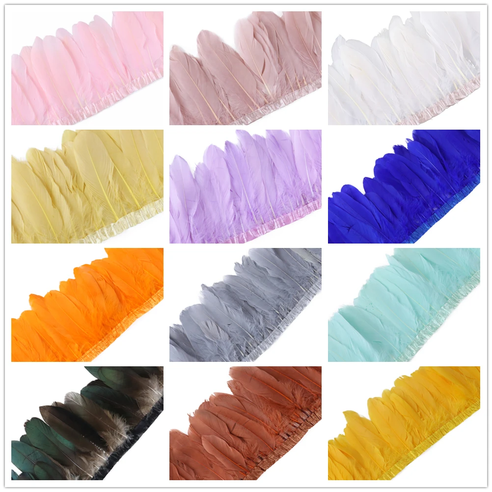 

10 Meters/Lot Goose Feathers Trims Fringe Geese Feather Ribbon White Feathers for Crafts Wedding Accessories Feathers Decoration