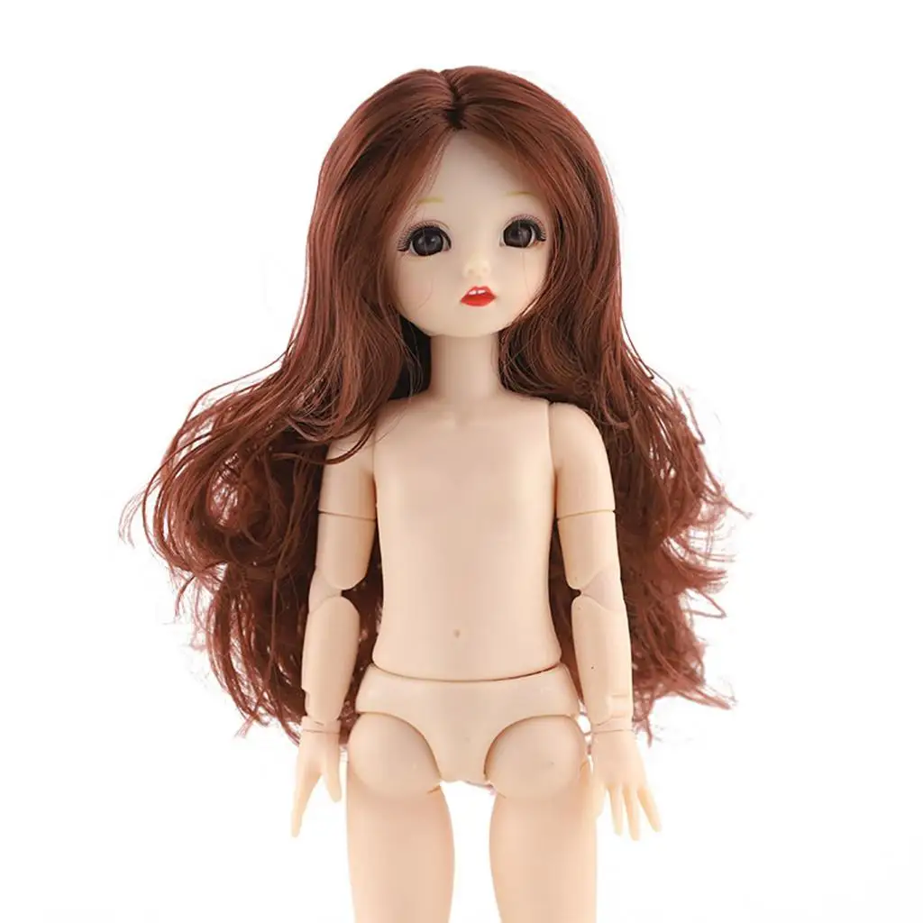 

6pcs Lovely 22 Jointed 30cm Girls Doll Body 3D Eyes For Girls