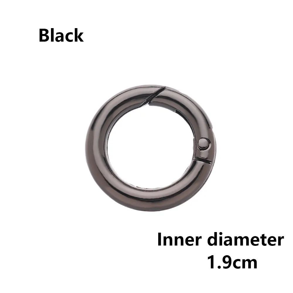 black 1.9cm 2 шт., оцинкованный сплав, пружина для ворот, уплотнительное кольцо, пряжки-зажимы, карабин, кошельки, сумки, Круглый пусковой крючок, карабин - Цвет: black 1.9cm