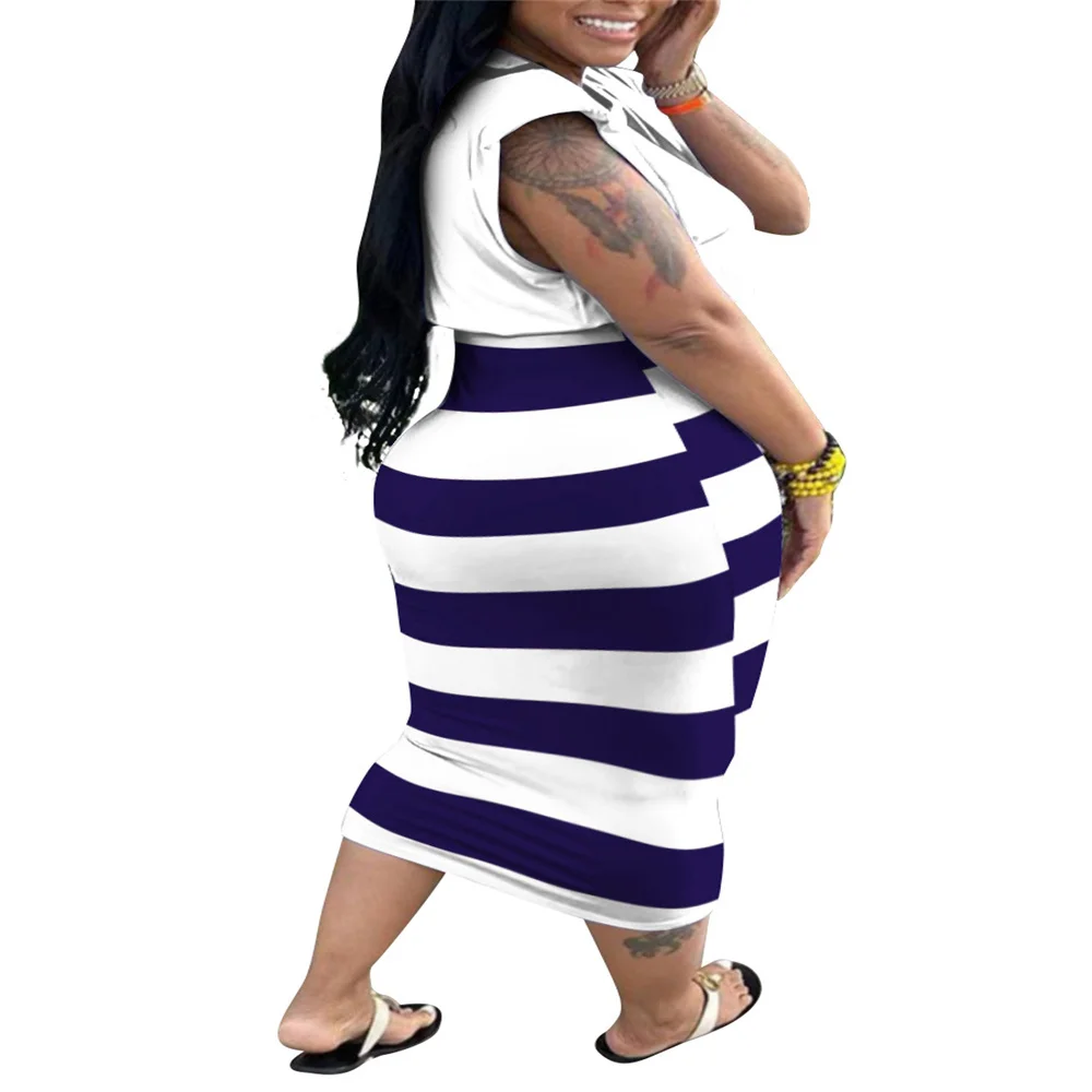 Женский летний костюм SSEURAT в полоску с футболкой и юбкой 2022 |