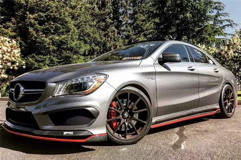 R Тип красная линия углеродное волокно передняя губа для Mercedes W117 CLA класс CLA200 CLA220 CLA45 AMG 13-16 Revozport вид переднего бампера губы