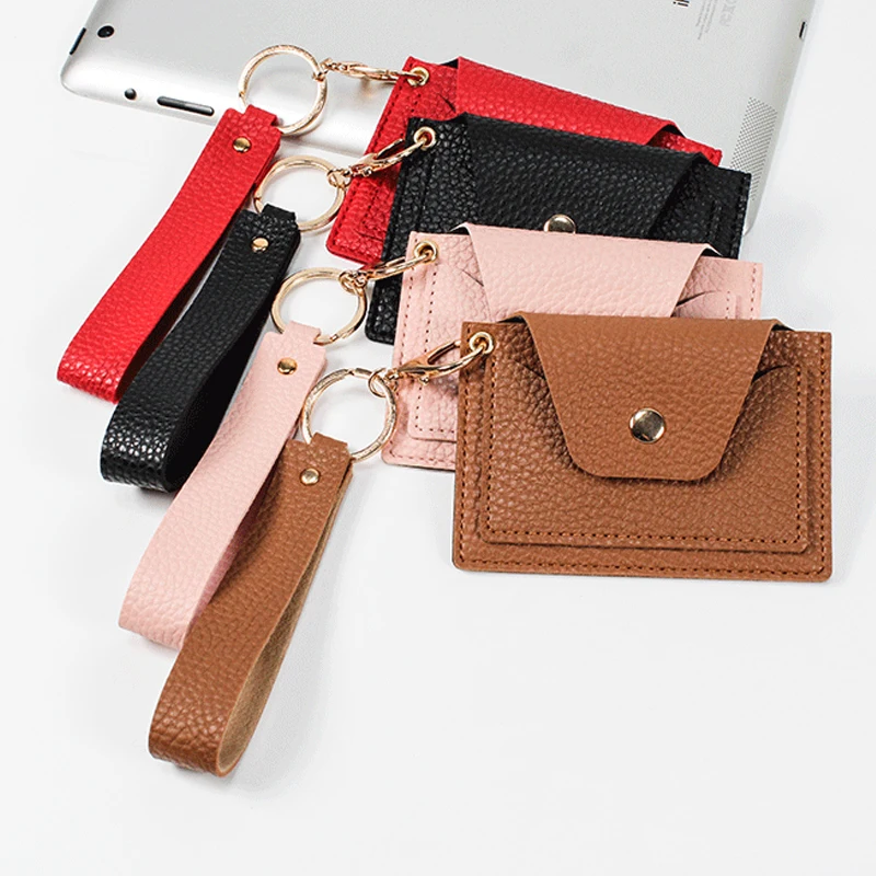 

Женская сумка, Корейская однотонная Студенческая сумка для карт, простая сумка из искусственной кожи с узором Личи, держатель для карт, чехо...