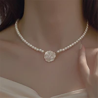 2021 korean new exquisite rose pearl necklace fashion temperament versatile clavicle chain necklace womens jewelry