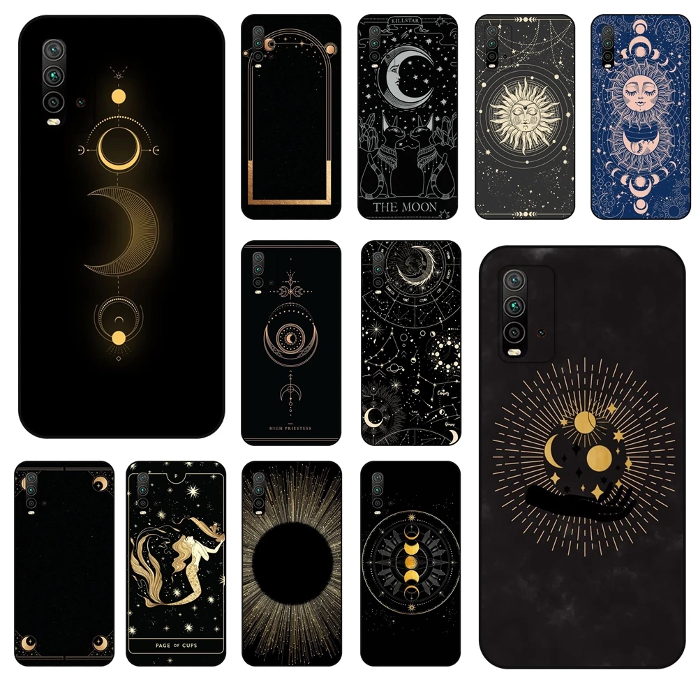 Дешевые мужские черные модные чехлы с ведьмами луной Таро для Xiaomi Redmi 9T