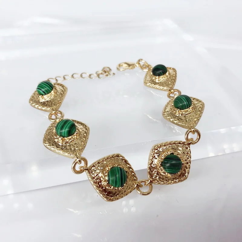 TOTASALLY New Geometric Bracelet for Women Vintage Link Peacock Stone Simulated Pearl Charm Gifts Dropship | Украшения и