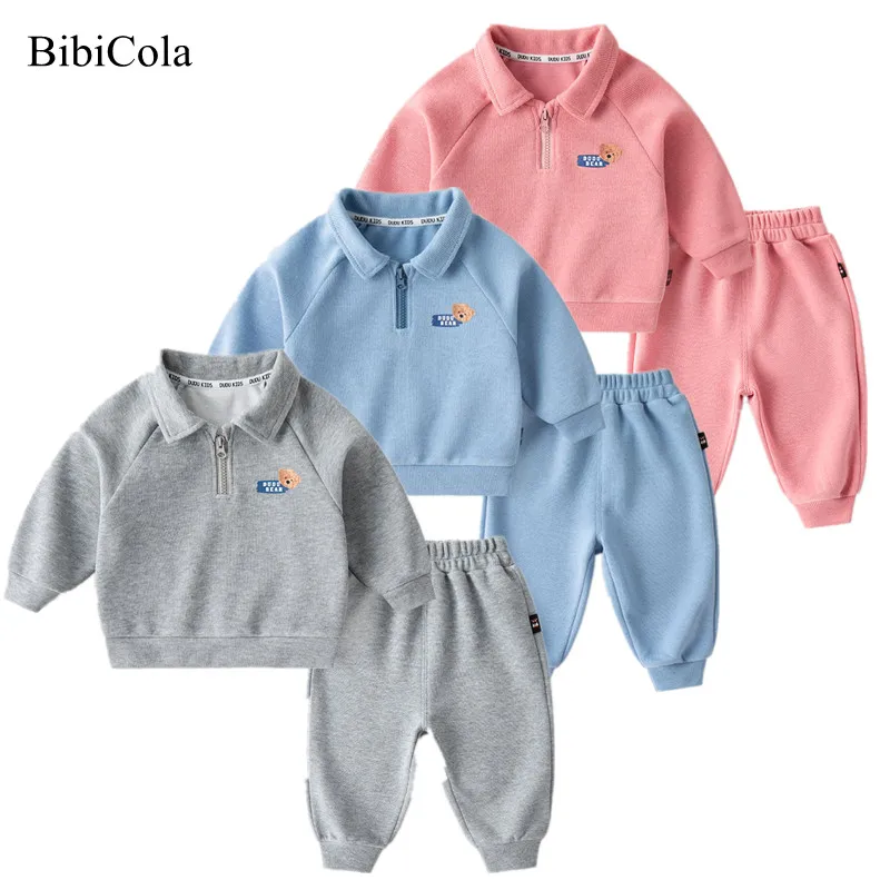 

Наборы детские для мальчиков весенне-осенний комплект со свитером из двух предметов для девочек, спортивный Модный стильный костюм с ворот...