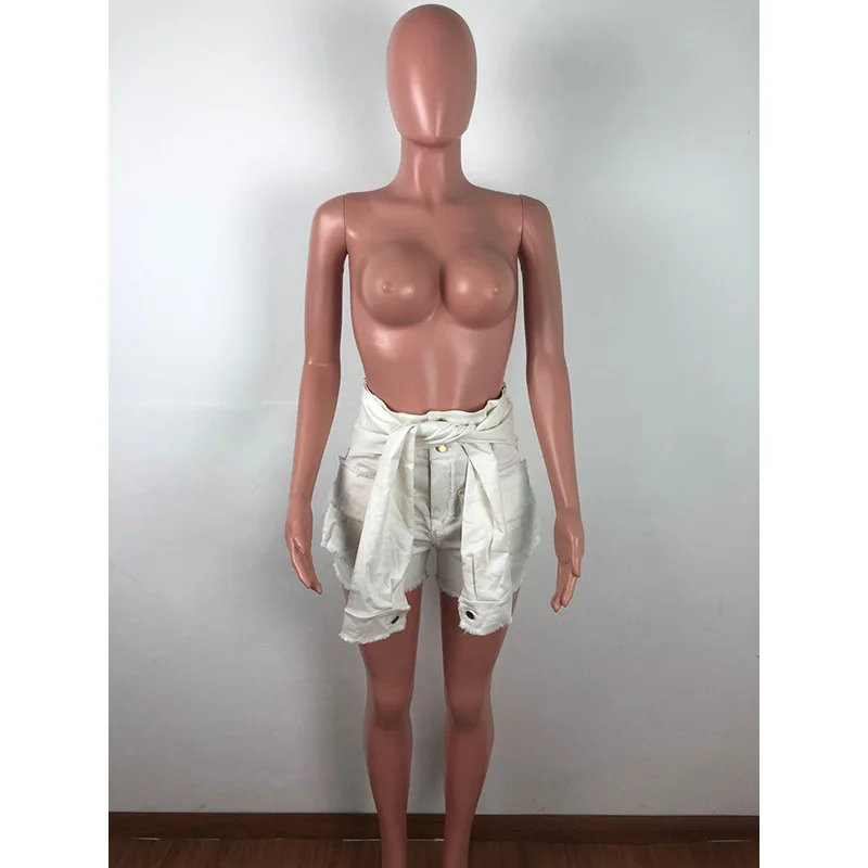 

2020 Fashion Jeans Woman High Waist Jeans Bandage Short Pants Boyfriend Jeans For Women 4 Color Plus Size 2xl