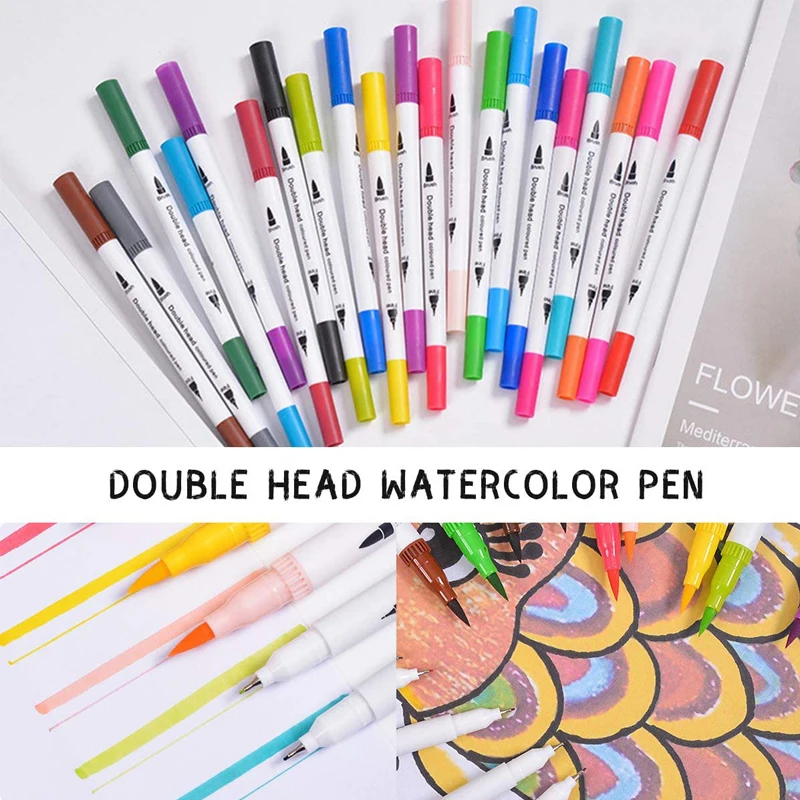 100 цветов акварельные ручки с двойным наконечником хайлайтеры художественные