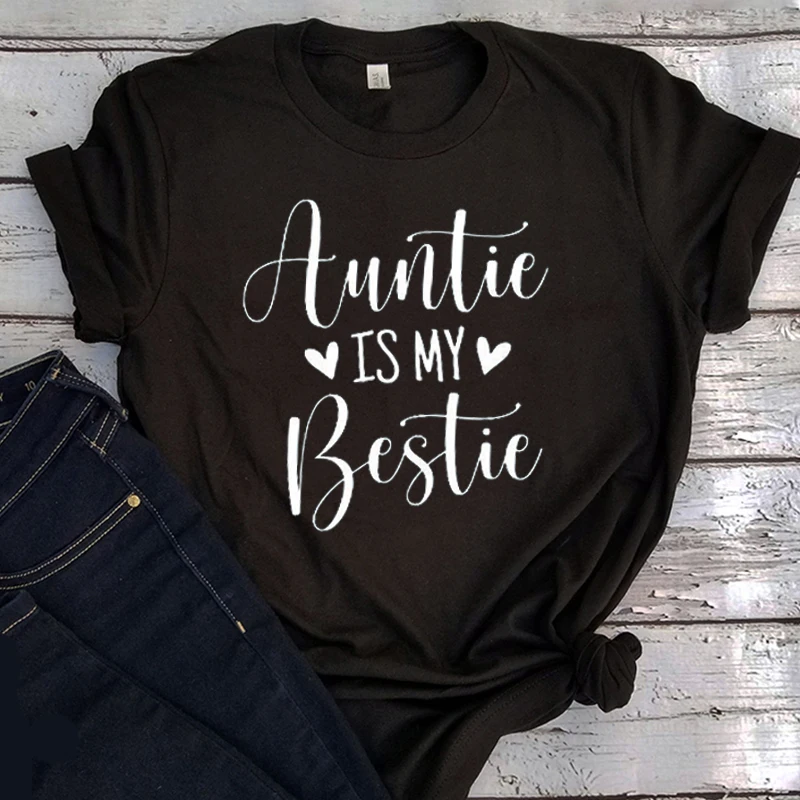 

Auntie T-Shirt Auntie Is My Bestie Shirt Plus Size Funny Aunt Shirt Women 2021 Best Aunt Ever Clothes Gift for Auntie Casual XL