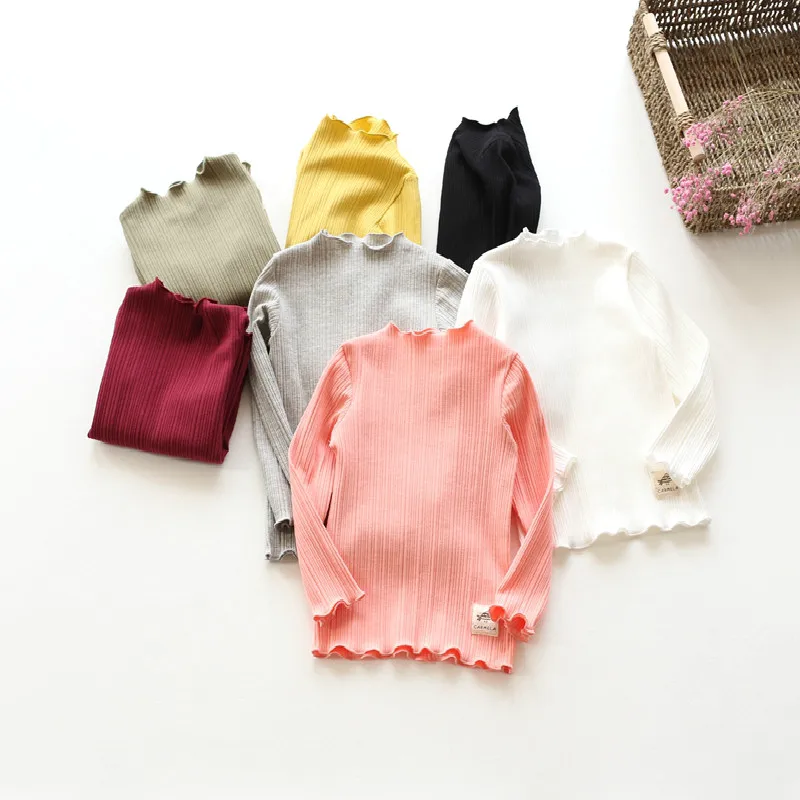 

BBD Toddler T-Shirt Girls Spring Solid Cotton Fashion Sweater Long Sleeved Tops Exquisite Children Clothing New Camiseta 2020