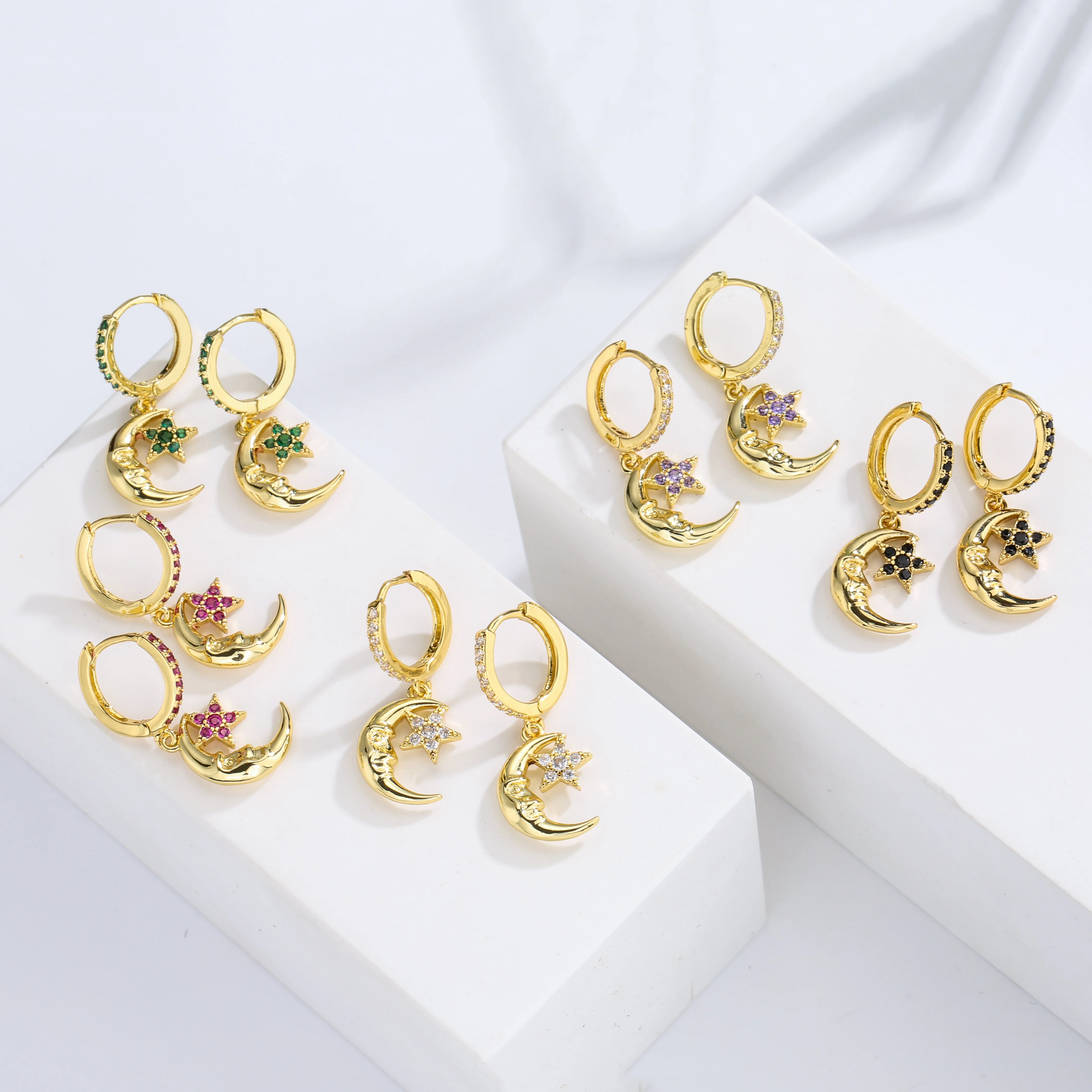 

HECHENG, Small Hoop Earrings For Women Moon Gold Color Piercing Earring Earings Jewelry Pendientes
